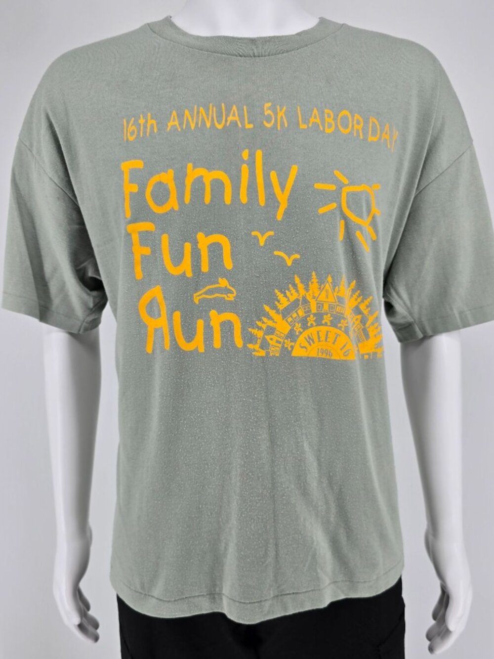 Vintage 1990s Hanes 16th Annual 5K Labor Day Family Fun Run 1996 T-Shirt (XL)